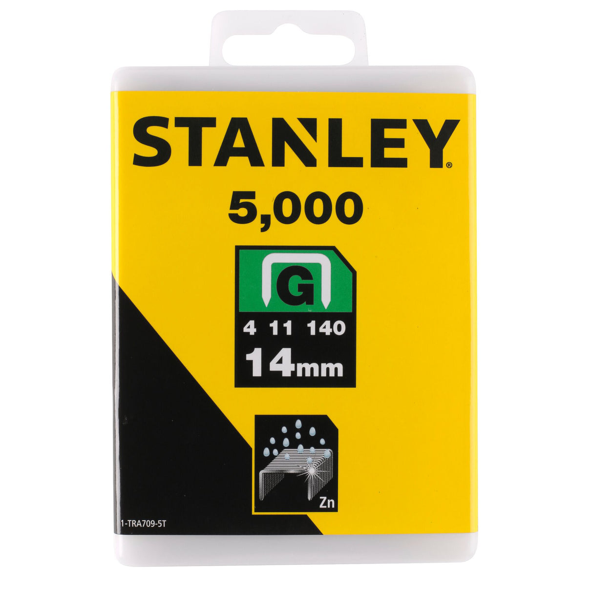 Agrafes Stanley, type G, couleur zinc, 14mm, boîte jaune de 5000 pièces