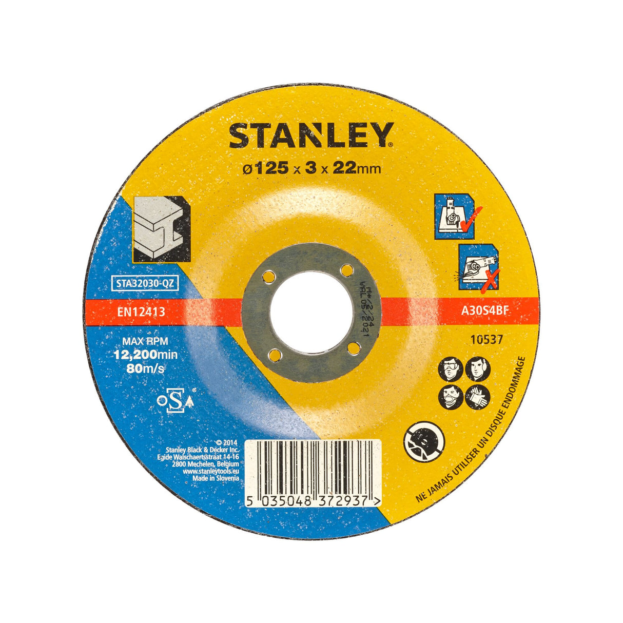 STANLEY Disque aggloméré à tronçonner le métal 125x22x3.2 STA32030-QZ