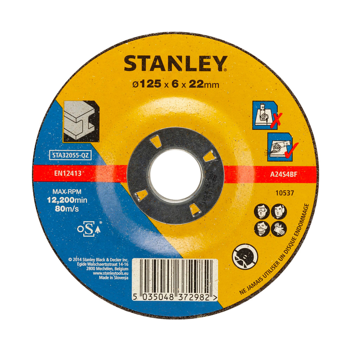STANLEY Disque aggloméré à ébarberle métal 125x22x6 STA32055-QZ
