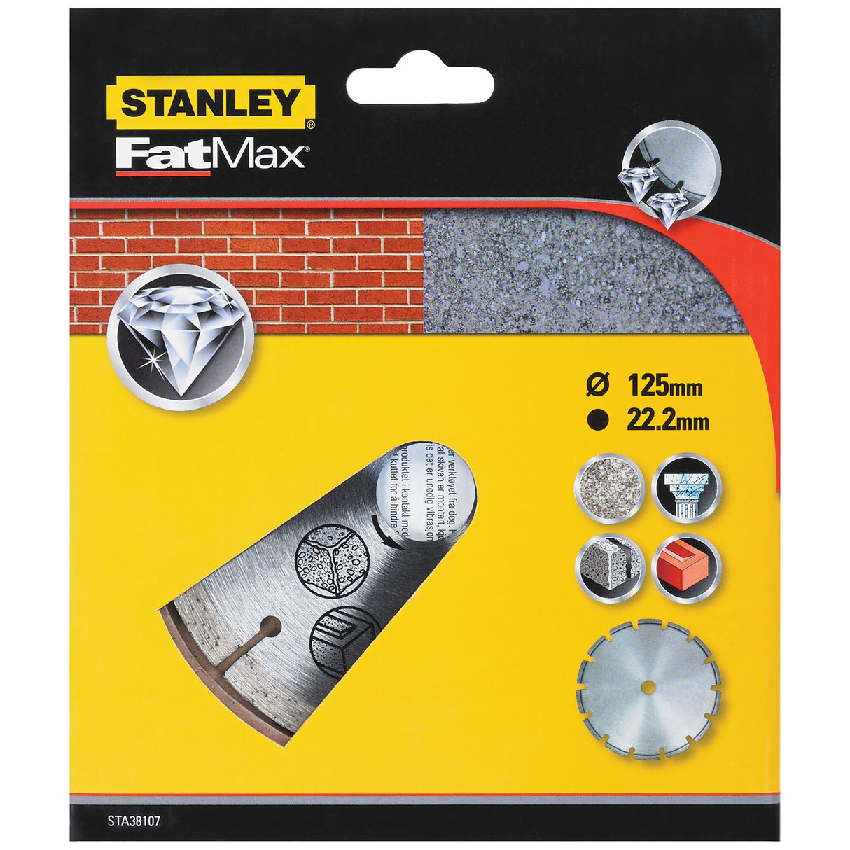 STANLEY Disque diamant à bord segmenté pourle béton 125x22.2 STA38107-XJ