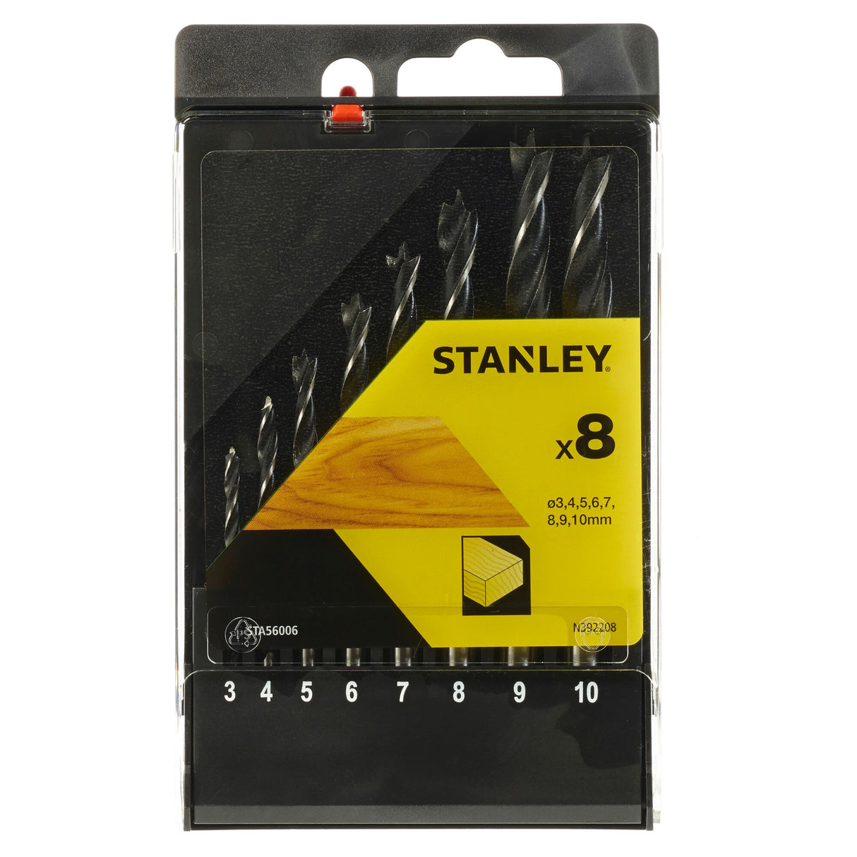 STANLEY Cassette de 8 mèches à bois 3 pointes 3-10mm STA56006-QZ