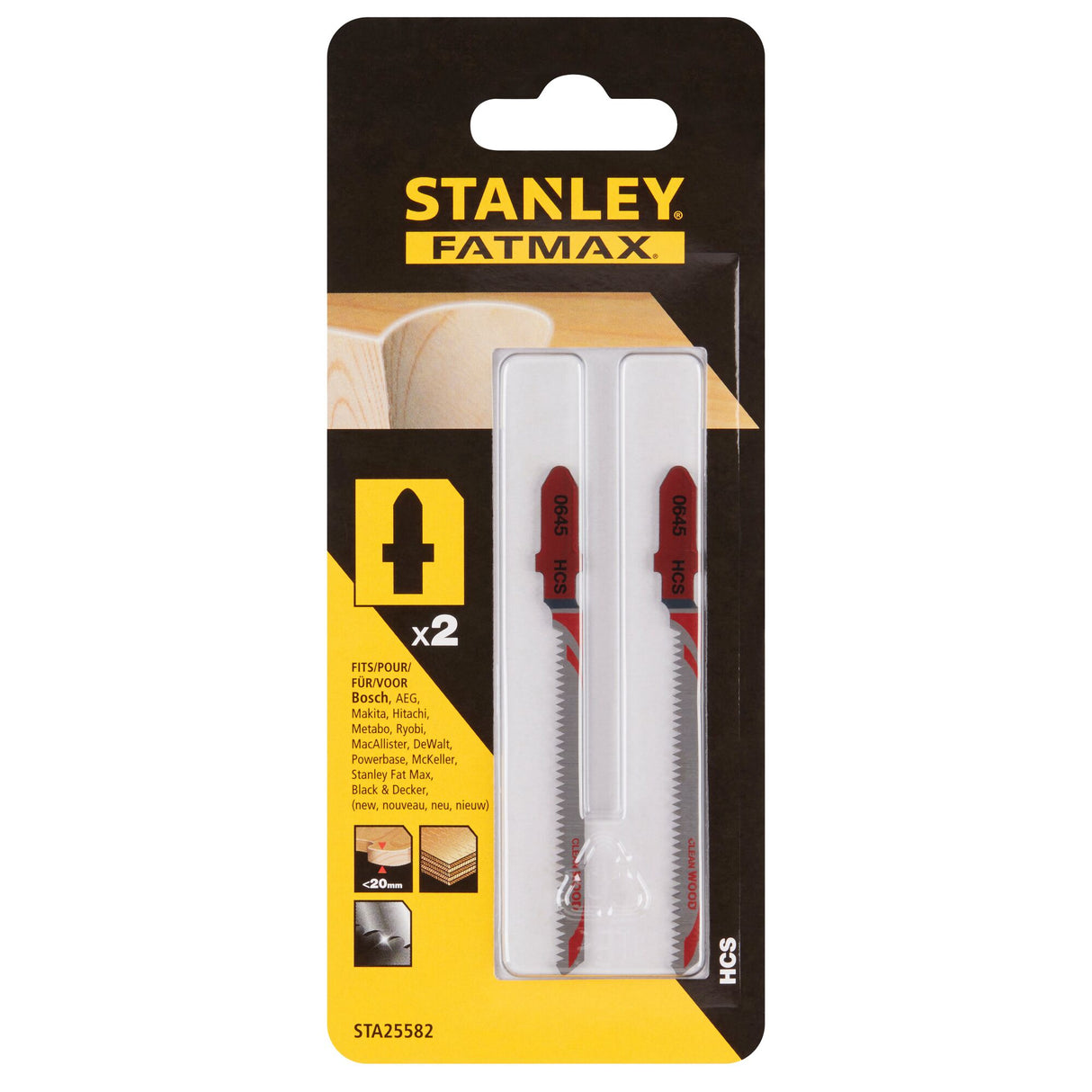 STANLEY Lot de 2 lames scie sauteuse HCS coupe courbe attache T 2,00x81,50mm STA25582-XJ