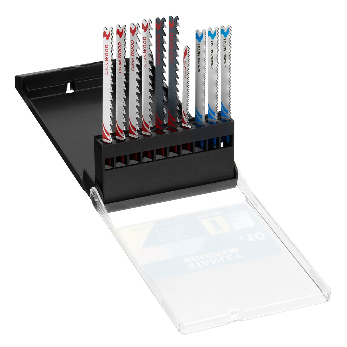 STANLEY Coffret de 10 lames de scie sauteuse : 7 lames bois HCS et 3 lames métal HSS attache en U STA29230-XJ