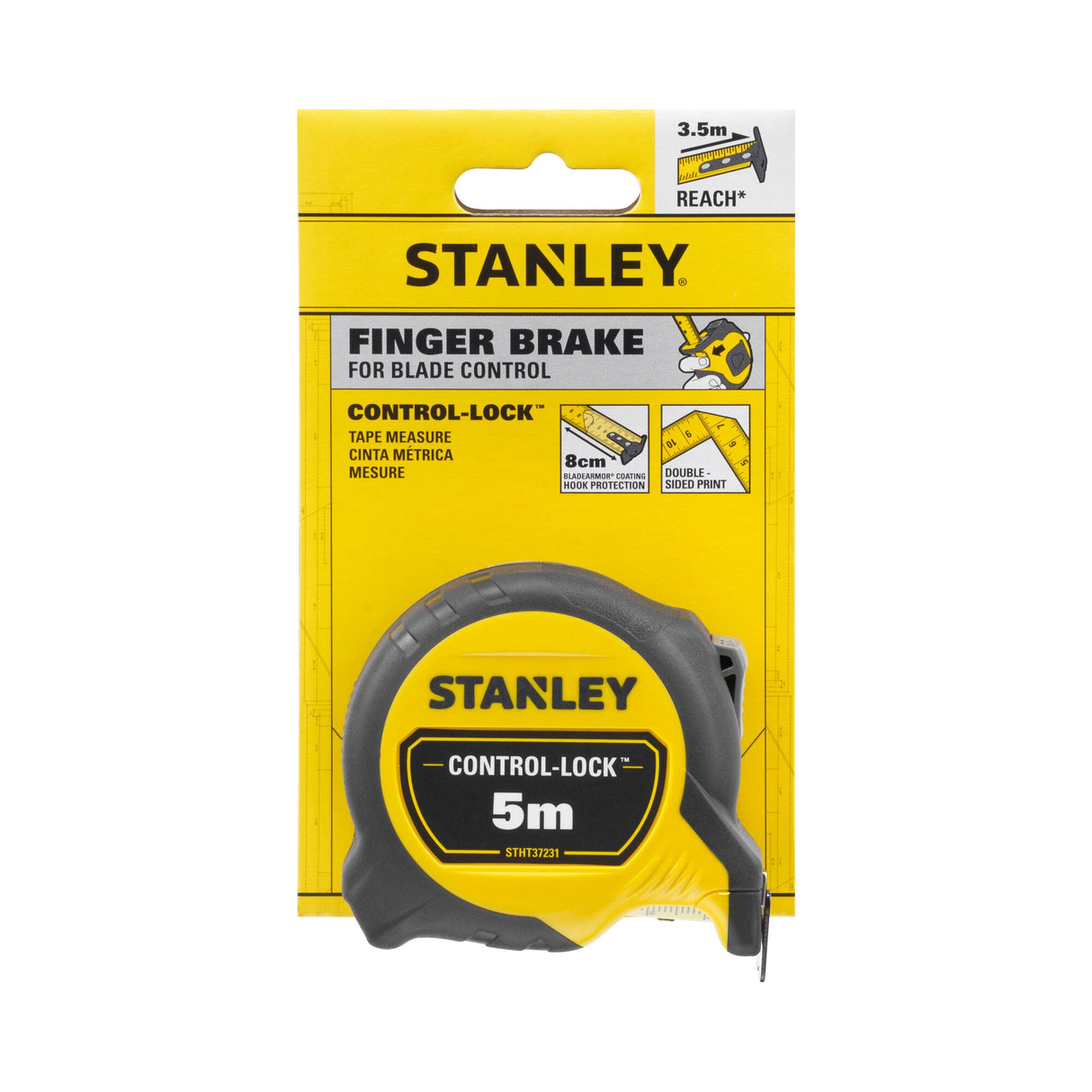 STANLEY Mètre ruban 5m double marquage magnétique système Finger Brake ControlLock Blade Armor STHT37231-0