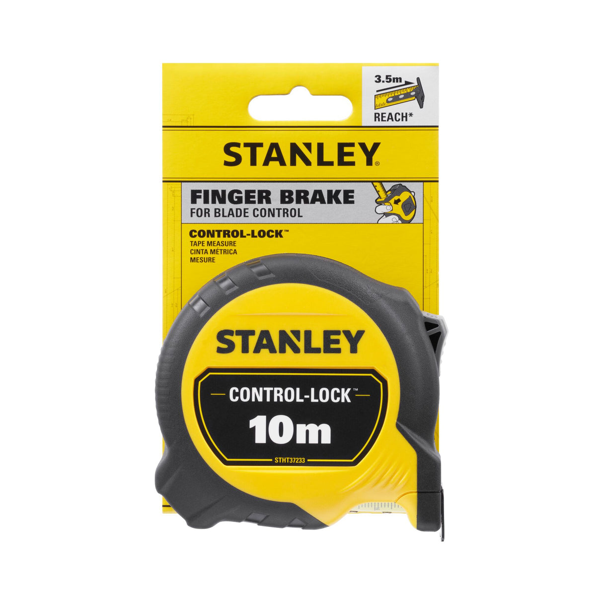 STANLEY Mètre ruban 10m double marquage magnétique système Finger Brake ControlLock Blade Armor STHT37233-0