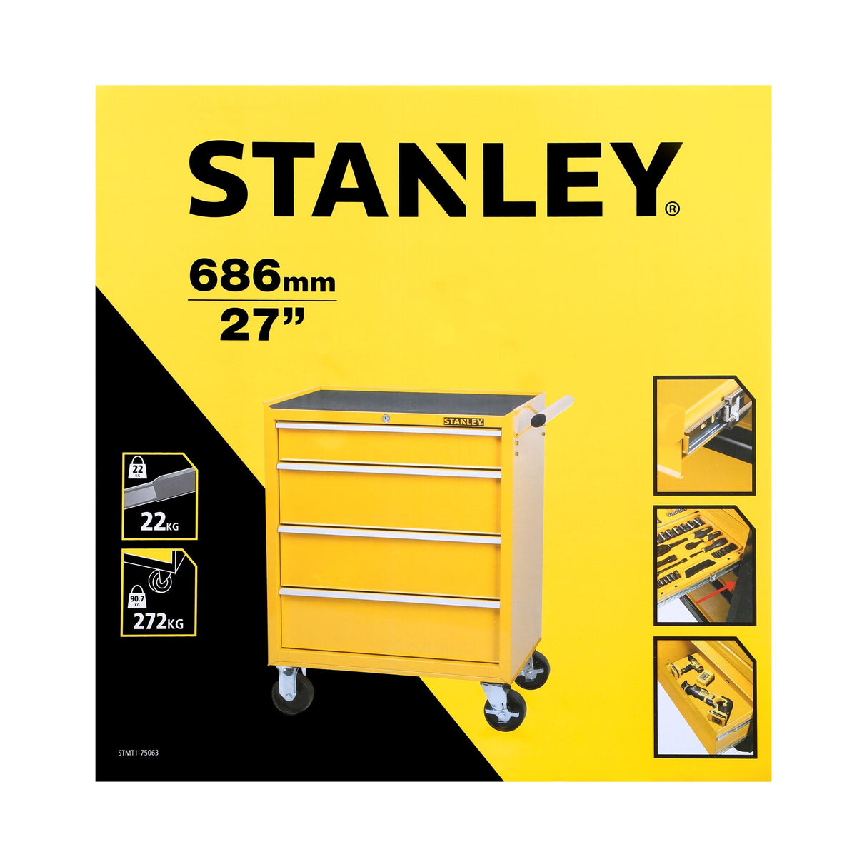 STANLEY Servante d'atelier métal 4 tiroirs STMT1-75063