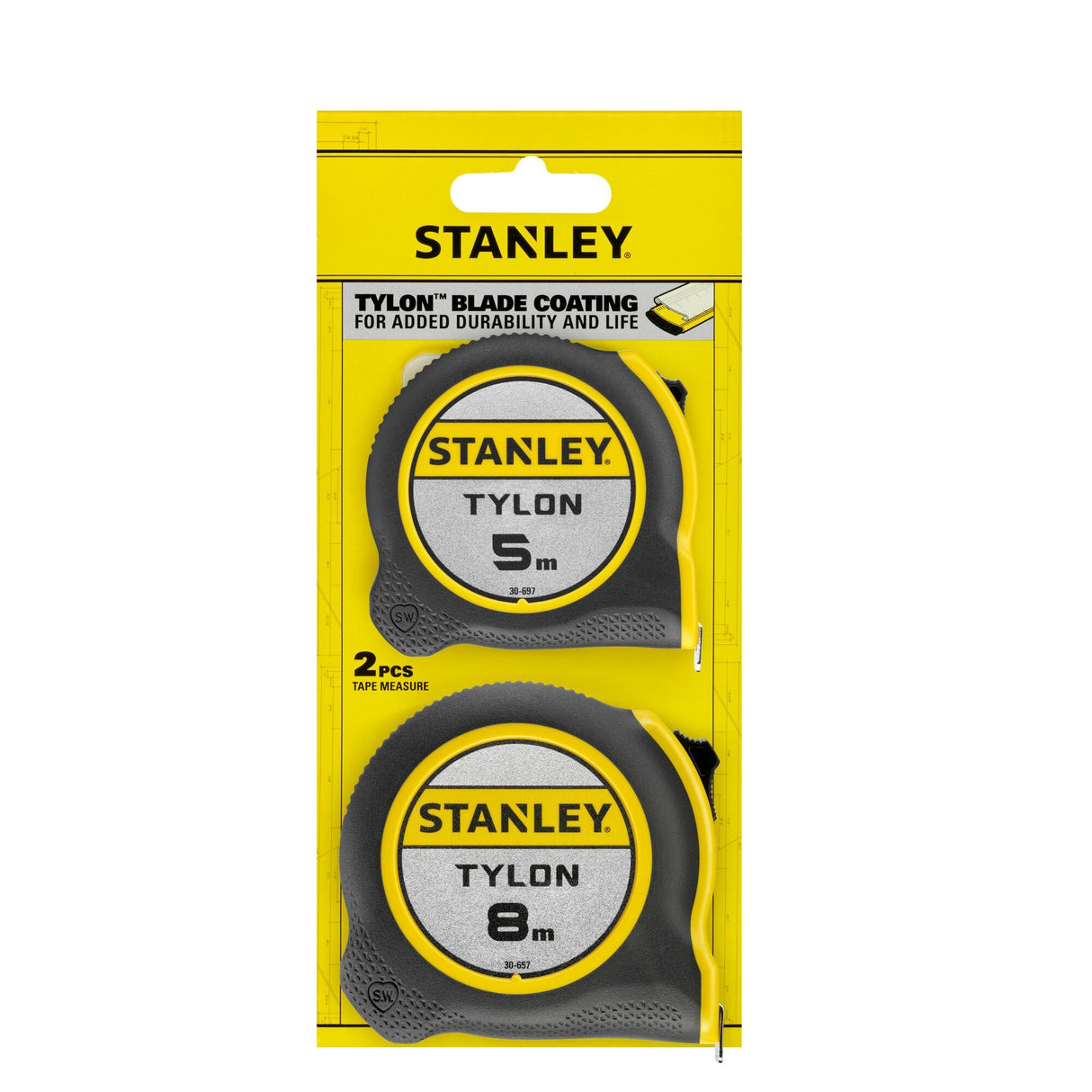 STANLEY Lot de 2 mètres ruban déroulant Tylon - 5 et 8 mètres