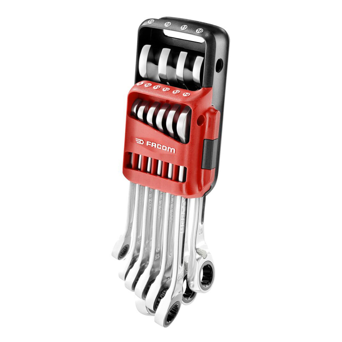 FACOM Jeu de 10 clés mixtes à cliquet en étui pocket 8à19mm 467B.JP10PB