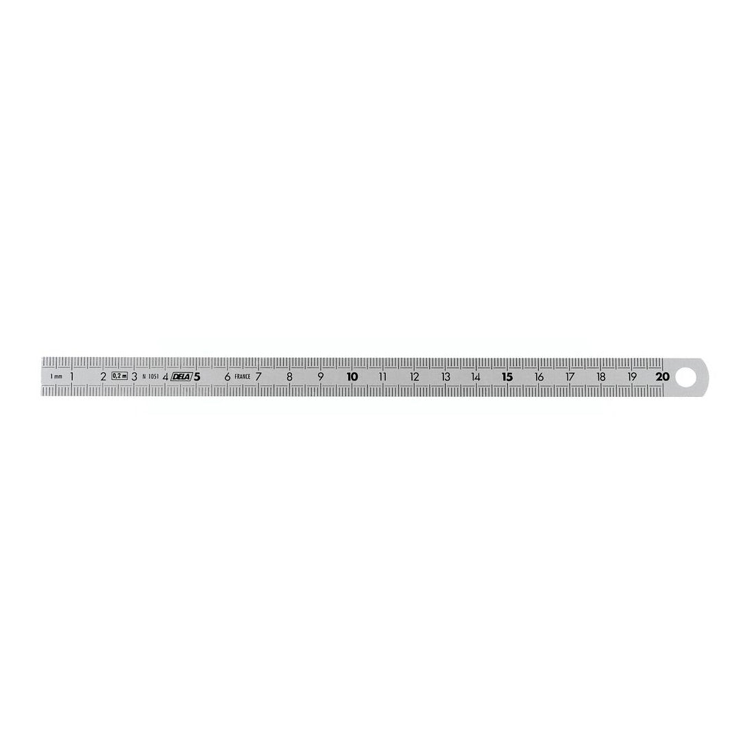 Règle Facom, règle en métal argentée, 20 cm, graduée en millimètres