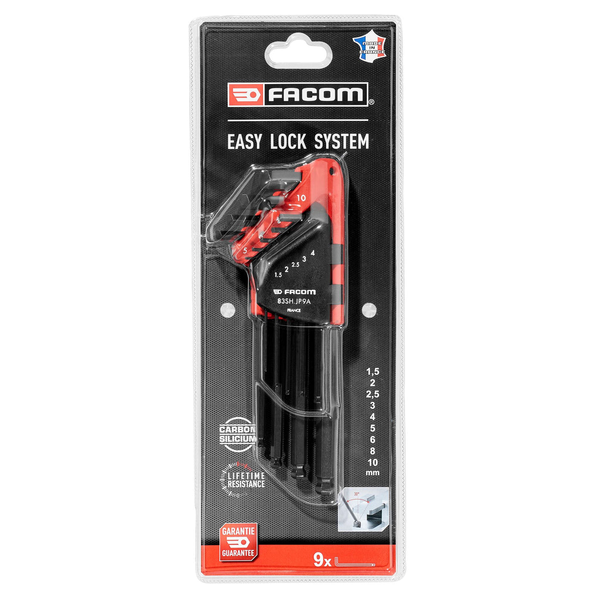 FACOM Jeu de 9 clés allen longues L 1,5-10mm à tête sphérique 83SH.JP9APF