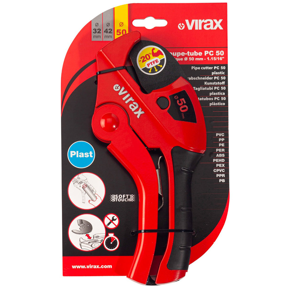 VIRAX Coupe-tube plastique PC50 - 50 mm 215050