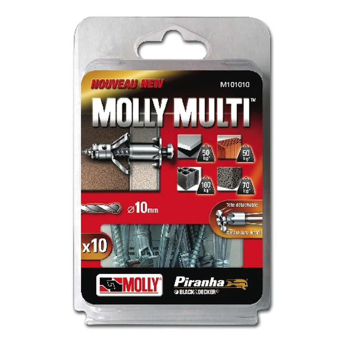 Molly Chevilles métalliques Multi Ø 5 x 60 mm avec vis agglo