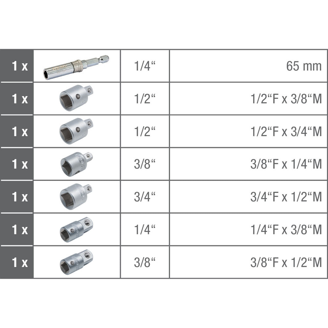 KS TOOL Réduction douilles Unitésset 1/4"+  3/4" 7 Unités 917.0707