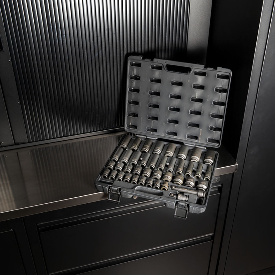 KS TOOL Coffret de douilles à chocs 1/2"" courtes et longues 40 pièces 515.0065