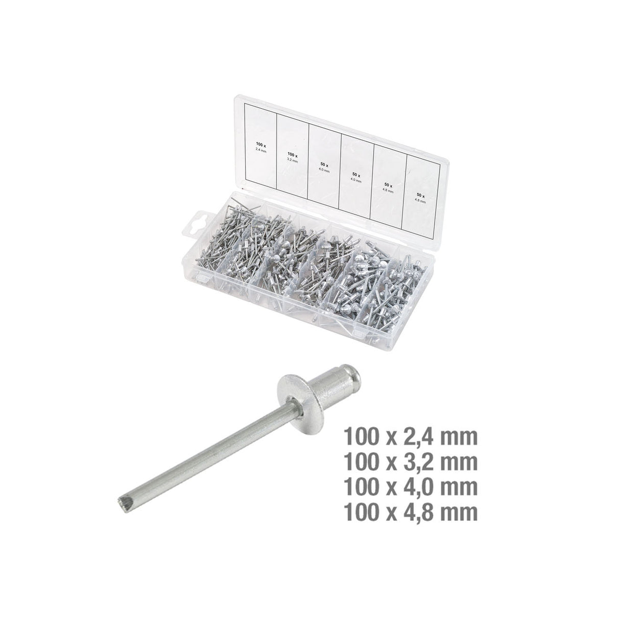 KS TOOL Assortiment de rivets x400 970.0150