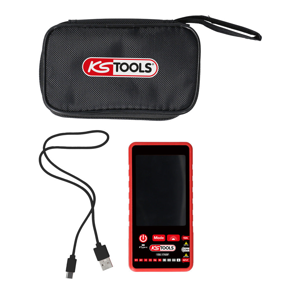 KS TOOLS Multimètre digital rechargeable True RMS avec housse de transport 150.1765F