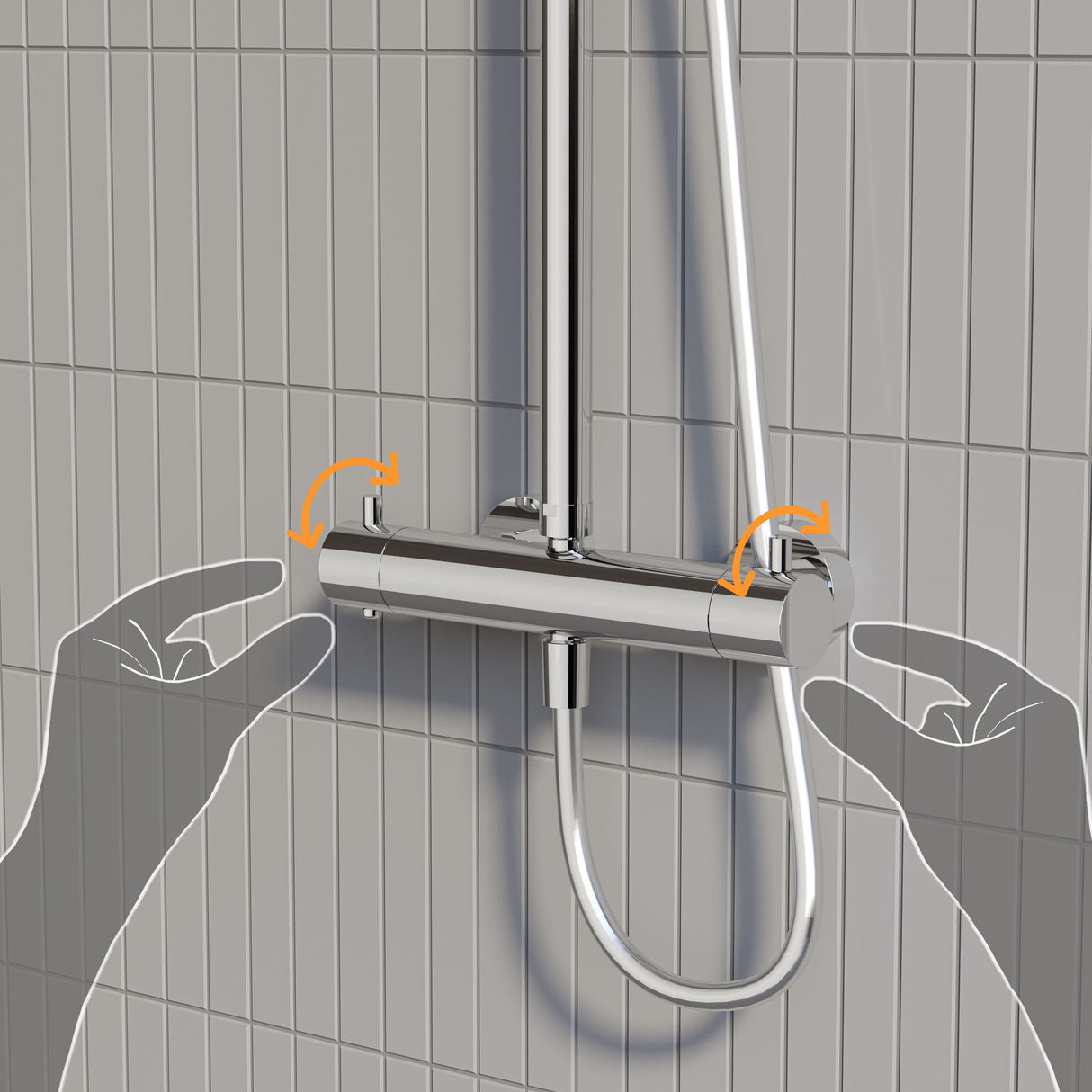 VitrA AquaHeat Bliss 240 2F colonne de douche chromé avec mitigeur thermostatique et pomme de tête pluie ronde