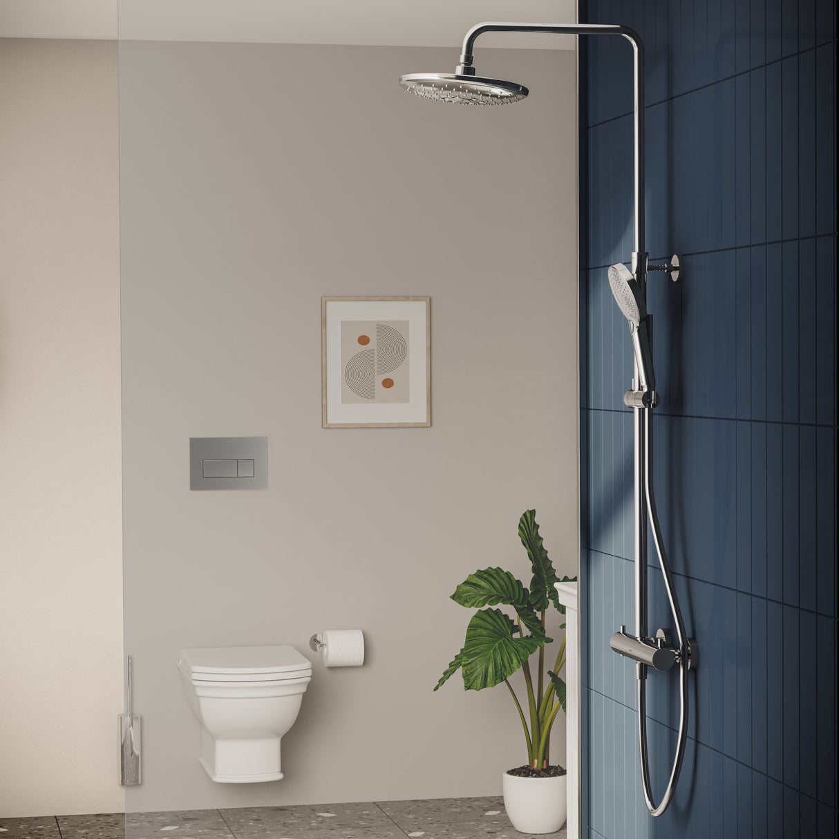 VitrA AquaHeat Bliss 240 2F colonne de douche chromé avec mitigeur thermostatique et pomme de tête pluie ronde