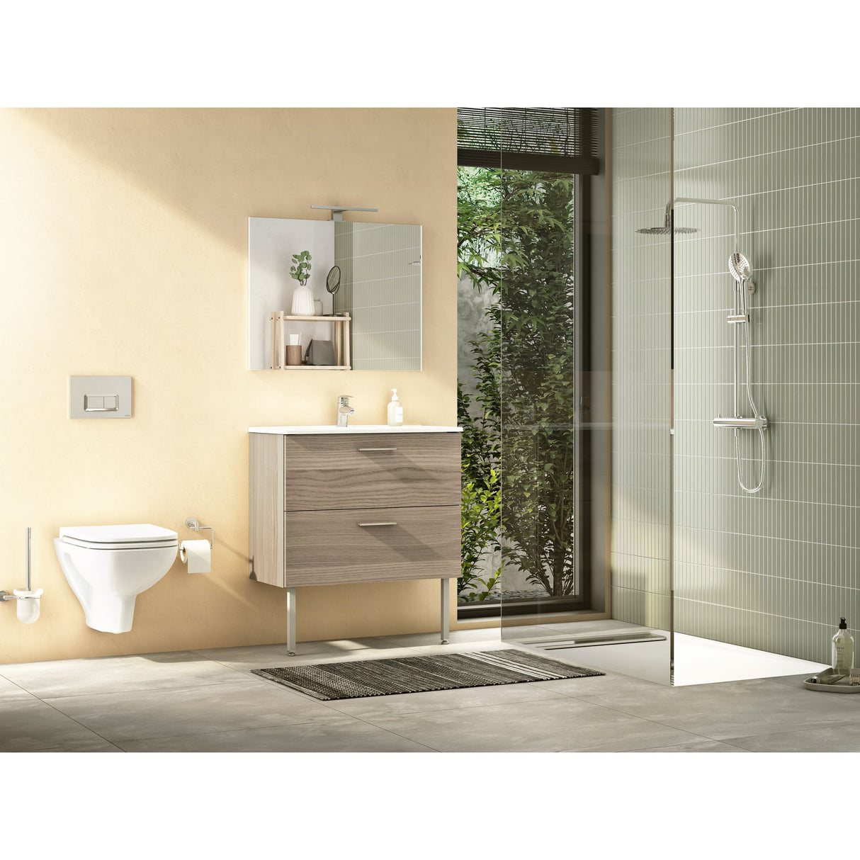 VitrA AquaHeat Bliss 240 2F colonne de douche chromé avec mitigeur thermostatique et pomme de tête pluie ronde