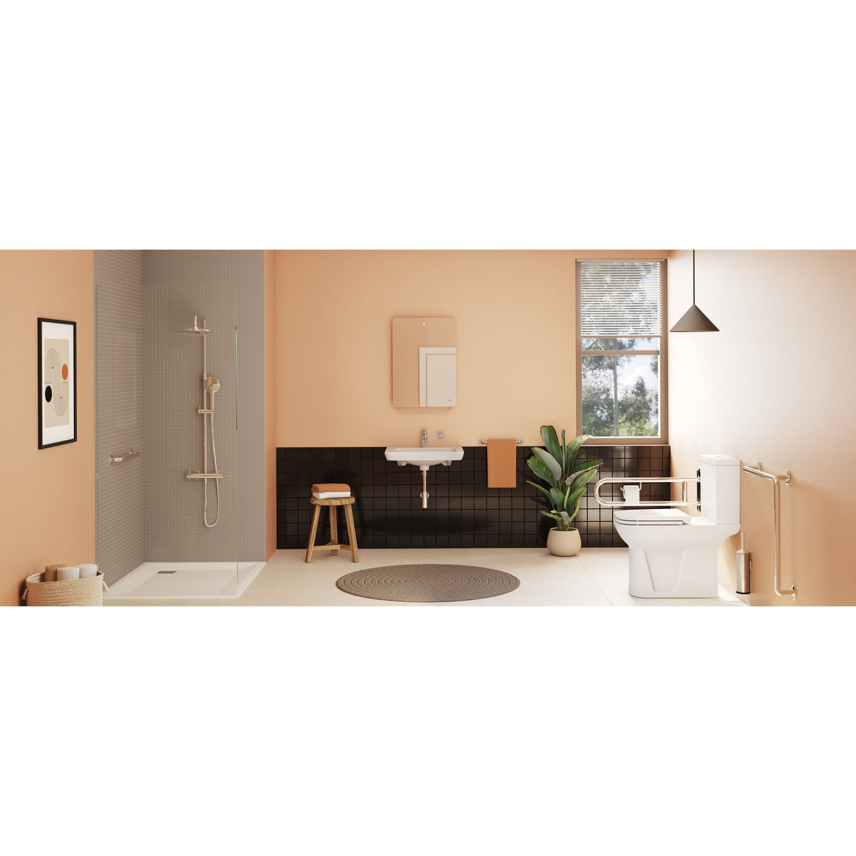 VitrA AquaHeat Bliss 240 2F colonne de douche chromé avec mitigeur thermostatique et pomme de tête pluie ronde