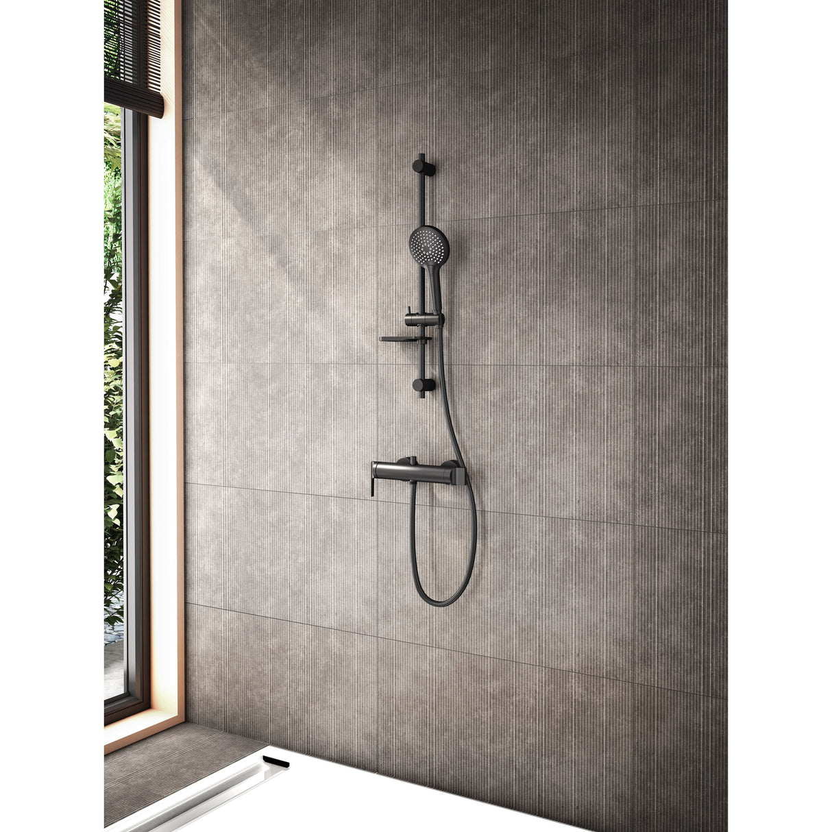 VitrA Bliss set de douche noir mat (douchette, flexible et barre)