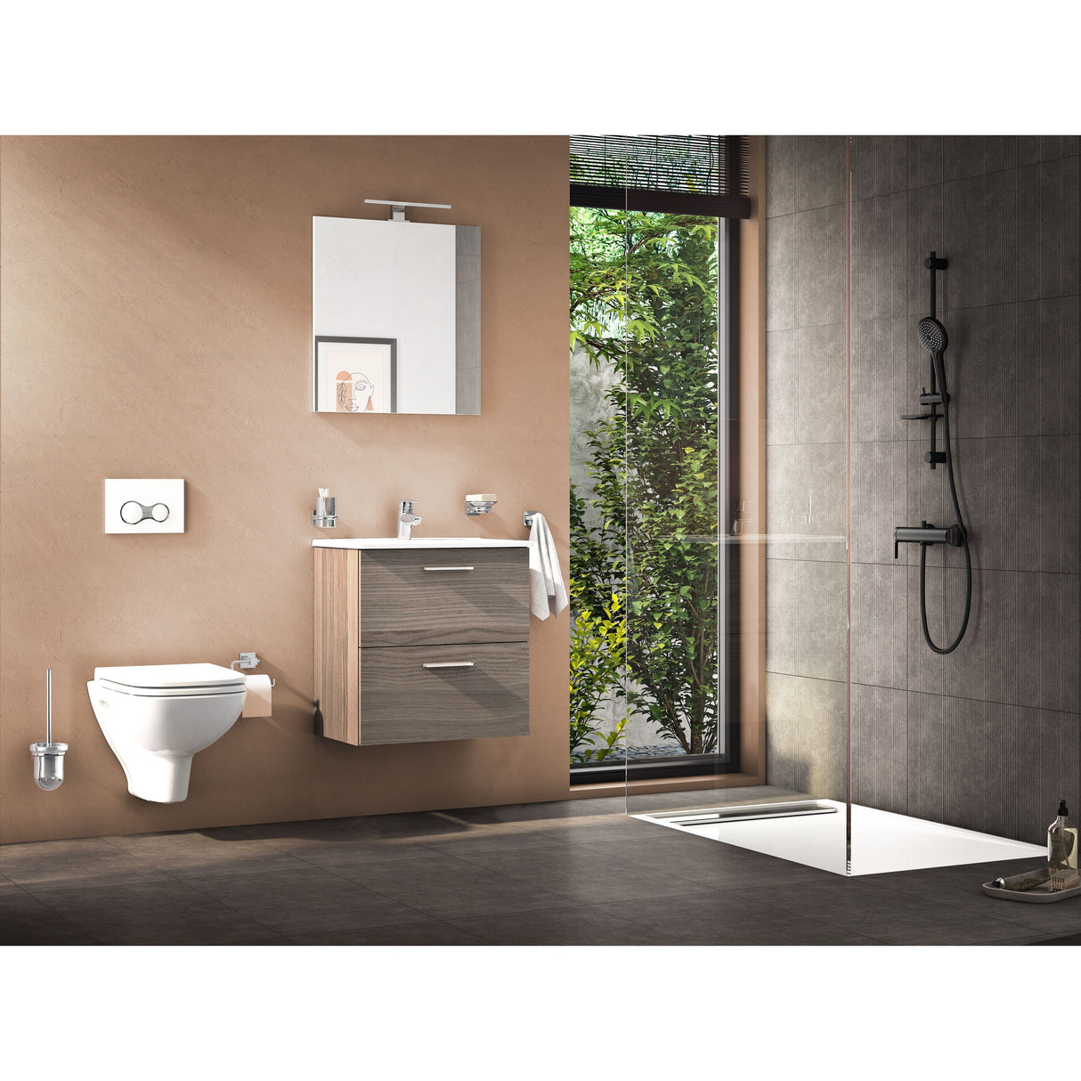 VitrA Bliss set de douche noir mat (douchette, flexible et barre)