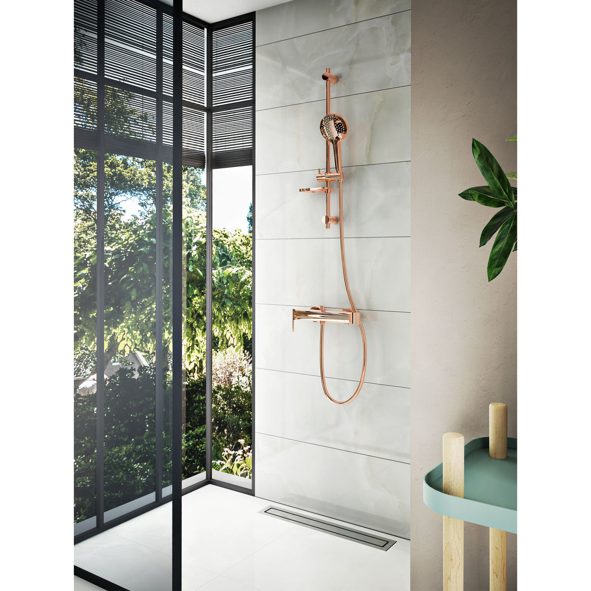 VitrA Bliss set de douche cuivre (douchette, flexible et barre)