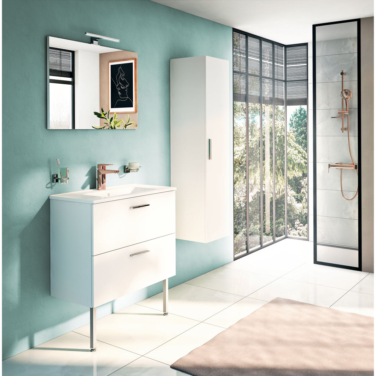 VitrA Bliss set de douche cuivre (douchette, flexible et barre)