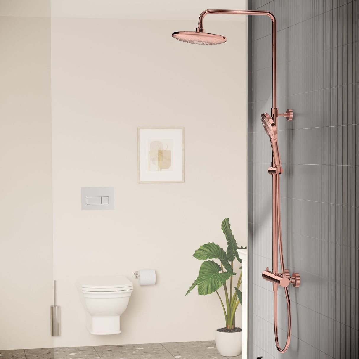 VitrA AquaHeat Bliss 240 2F colonne de douche cuivre avec mitigeur thermostatique et pomme de tête pluie ronde