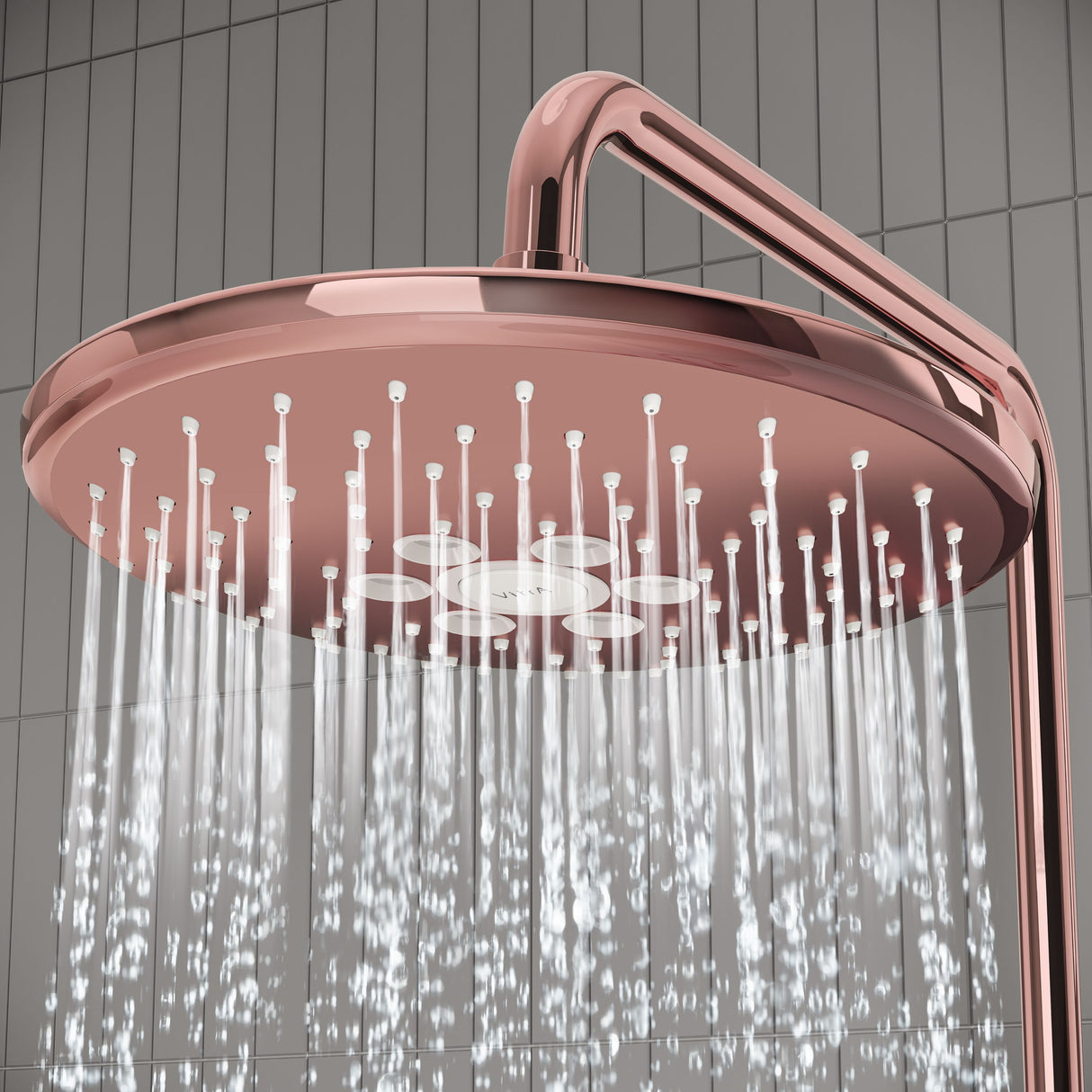 VitrA AquaHeat Bliss 240 2F colonne de douche cuivre avec mitigeur thermostatique et pomme de tête pluie ronde