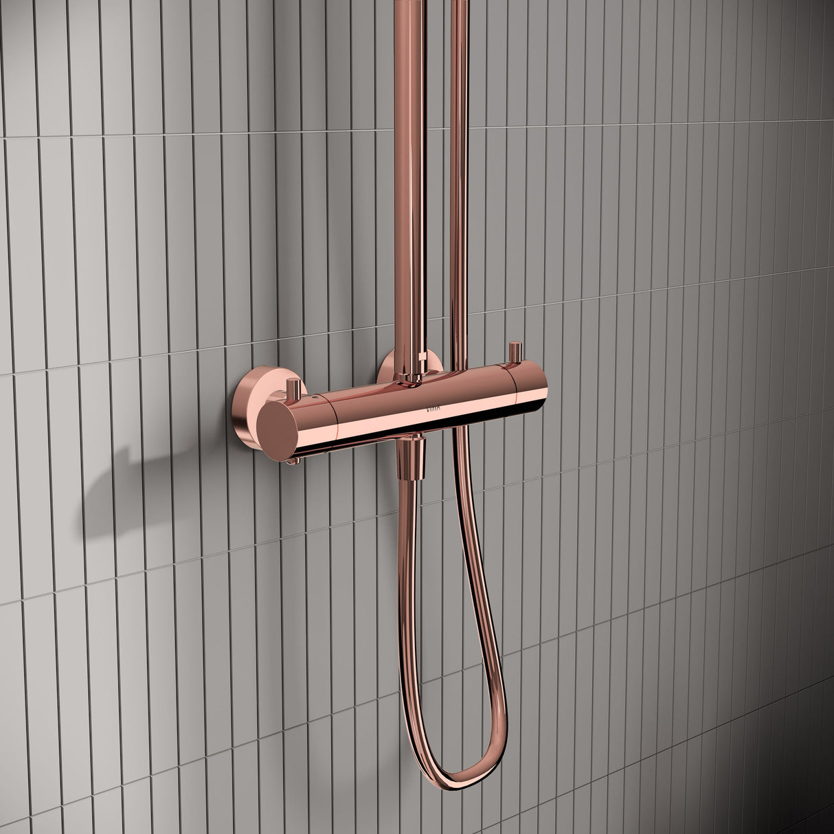 VitrA AquaHeat Bliss 240 2F colonne de douche cuivre avec mitigeur thermostatique et pomme de tête pluie ronde