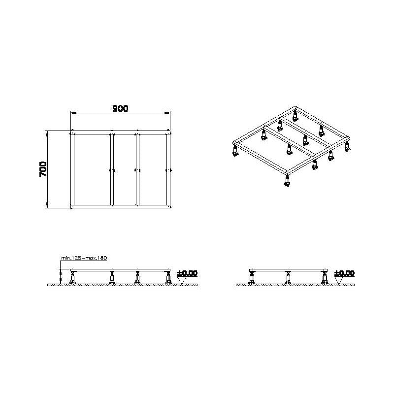 VitrA Set de pieds et cadre pour receveur de douche LEAF