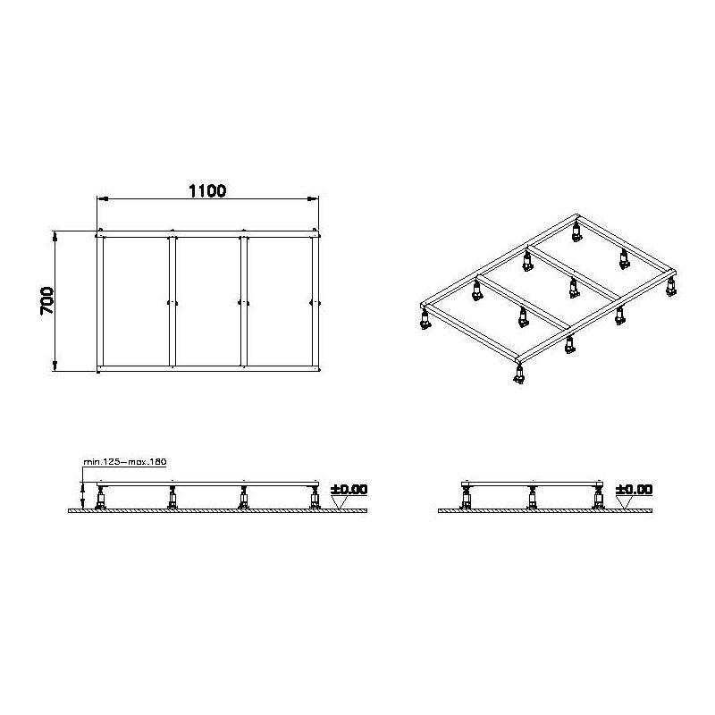 VitrA Set de pieds et cadre pour receveur de douche LEAF