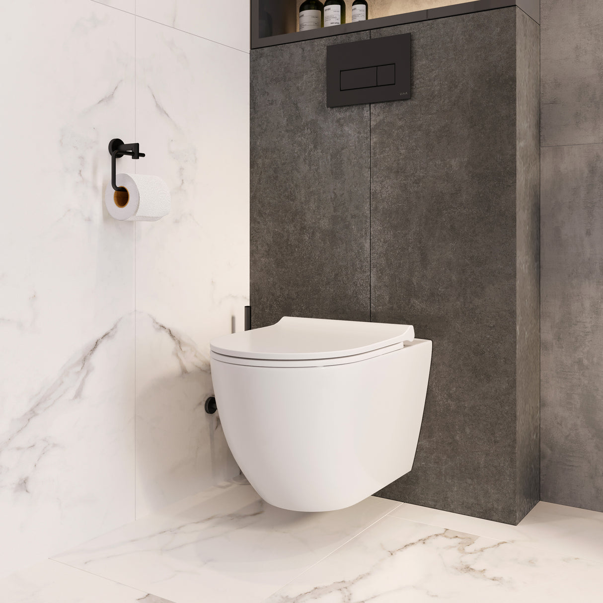 VitrA Pack WC Mia Round suspendu sans bride abattant Slim à fermeture douce 7510B003-6319