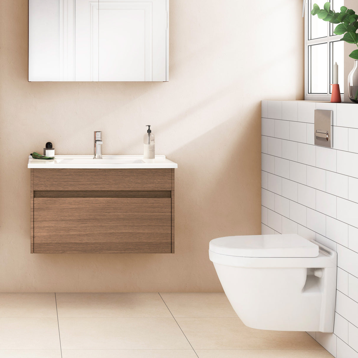 VitrA Pack WC S50 suspendu cuvette carénée et bâti-support mur porteur avec plaque