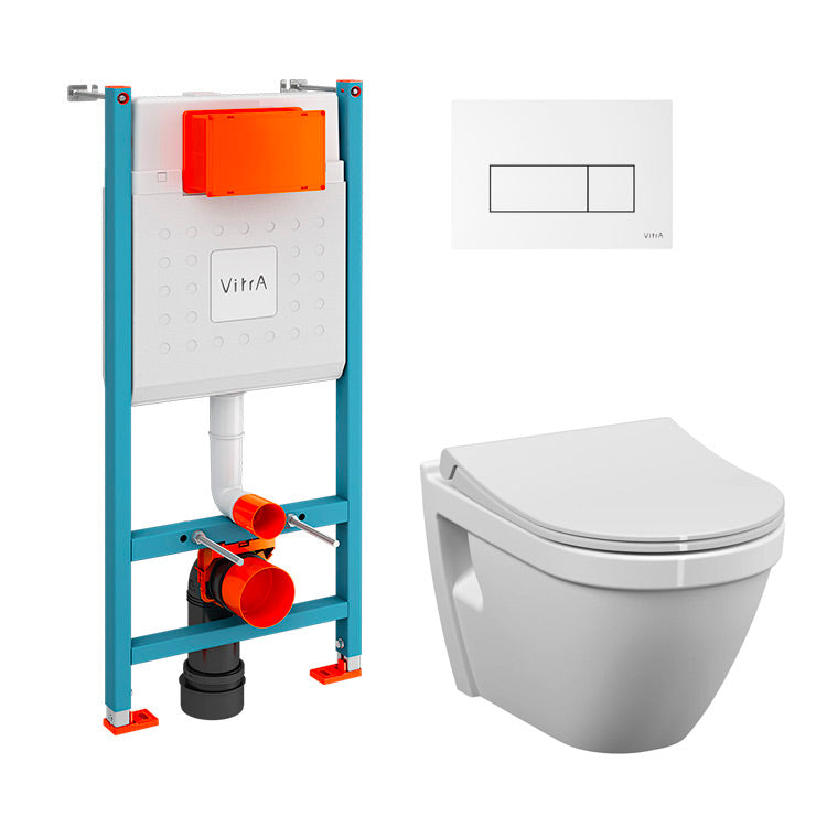 VitrA Pack WC S50 suspendu cuvette carénée et bâti-support mur porteur avec plaque