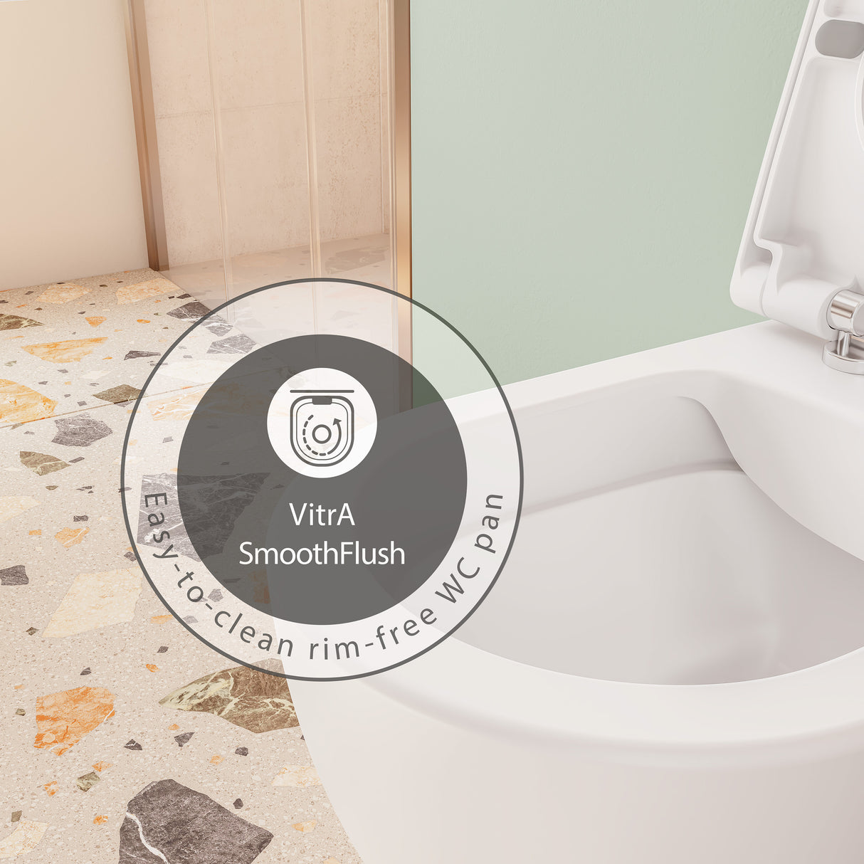 VitrA Pack WC Mia suspendu cuvette carénée fixations invisibles et bâti-support autoportant avec plaque