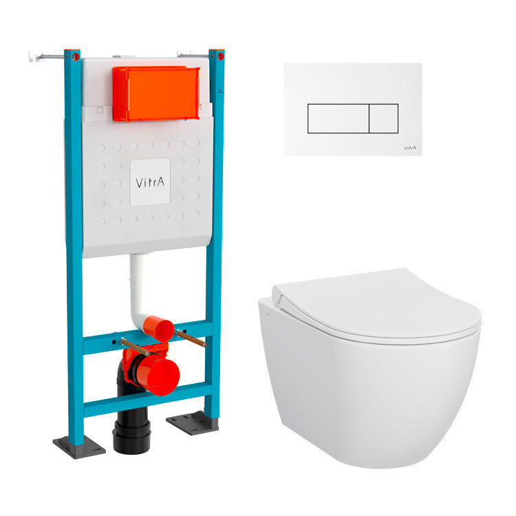 VitrA Pack WC Mia suspendu cuvette carénée fixations invisibles et bâti-support autoportant avec plaque