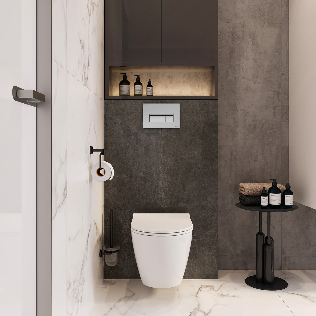 VitrA Pack WC Mia suspendu cuvette carénée fixations invisibles et bâti-support autoportant avec plaque