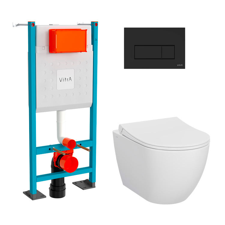 VitrA Pack WC Mia suspendu cuvette carénée fixations invisibles et bâti-support autoportant avec plaque