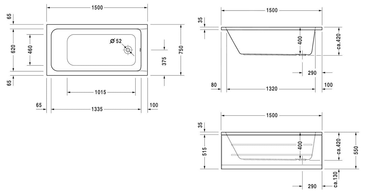 DURAVIT Baignoire rectangulaire en acrylique D-Code