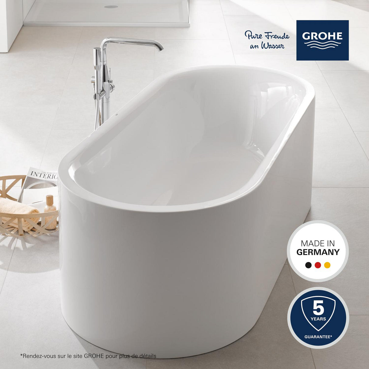 Mitigeur Essence Bain/Douche au sol pour baignoire îlot