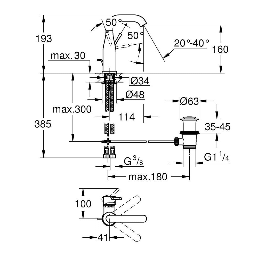 GROHE Mitigeur de lavabo taille M Essence