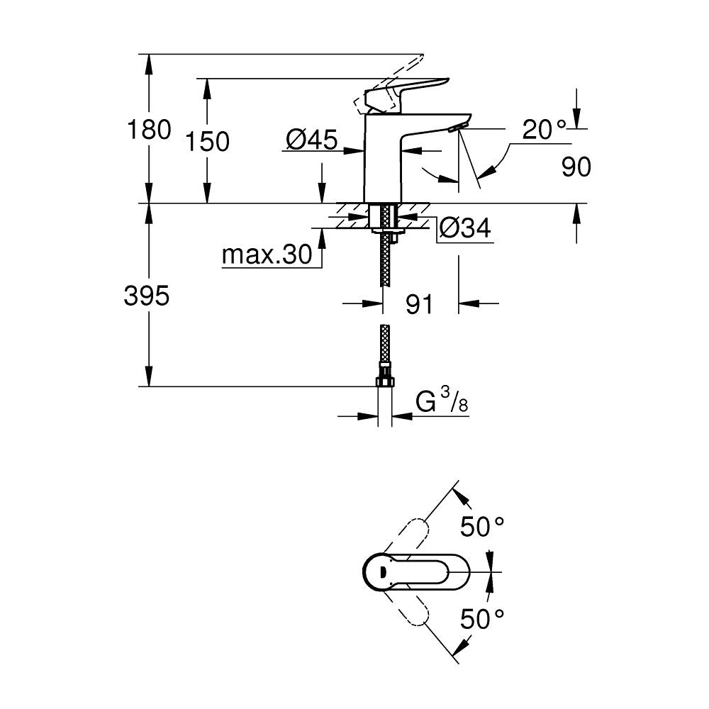 GROHE Mitigeur de lavabo taille S BauEdge 23330000