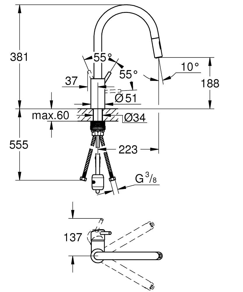 GROHE Mitigeur de cuisine Concetto 31483001