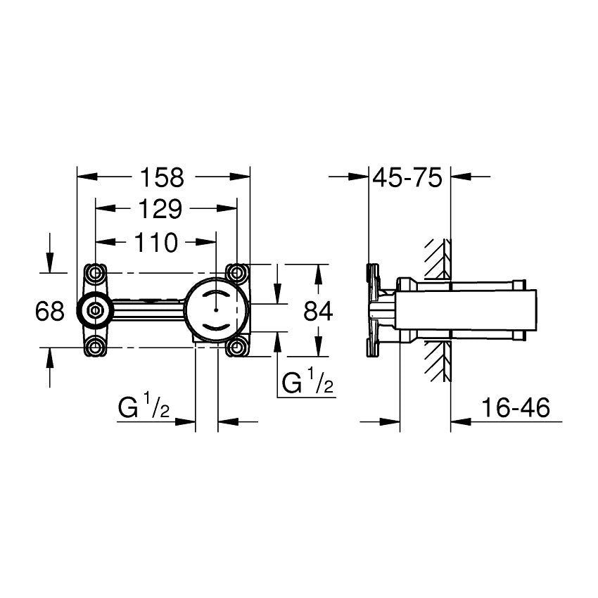 GROHE Corps encastré pour mitigeur monocommande 1/2" 23571000