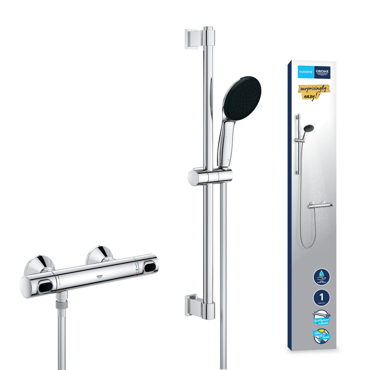 GROHE Set de douche 1 jet avec mitigeur thermostatique Precision Flow 34800001