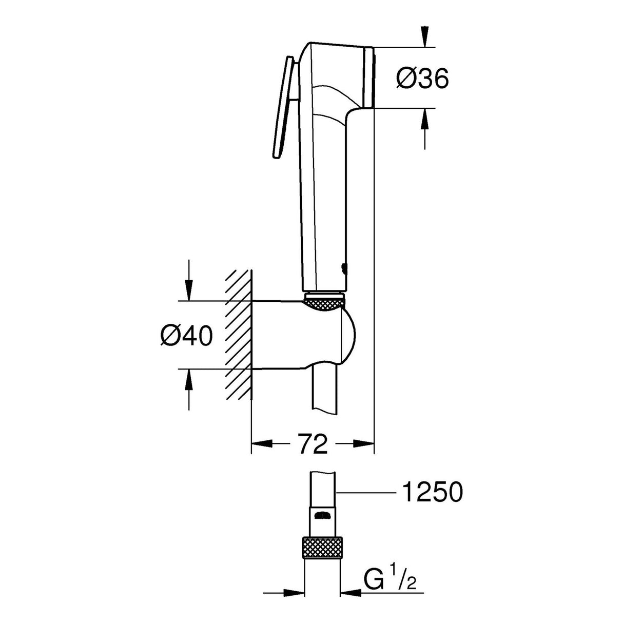 GROHE Ensemble de douche 1jet avec support mural chrome/blanc Tempesta-F Trigger Spay 30 27812IL1