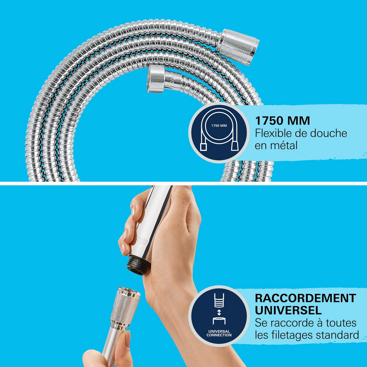 GROHE VitalioFlex Metal Flexible de douche en métal 1,75 mètres