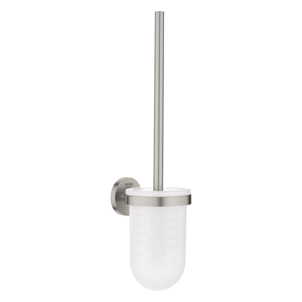 Porte-brosse WC Grohe, accessoire mural, finition inox brossé, couleur argenté.